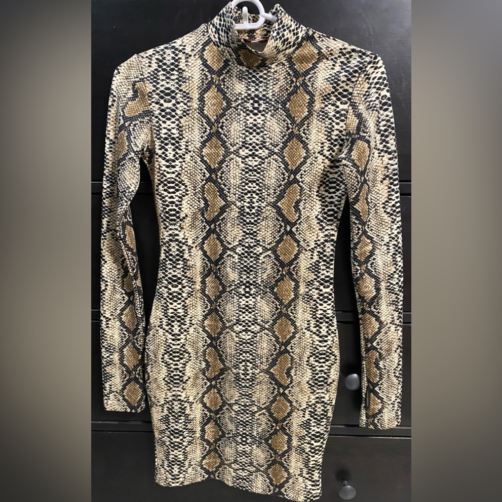 Snake Long Sleeve Mini Dress
